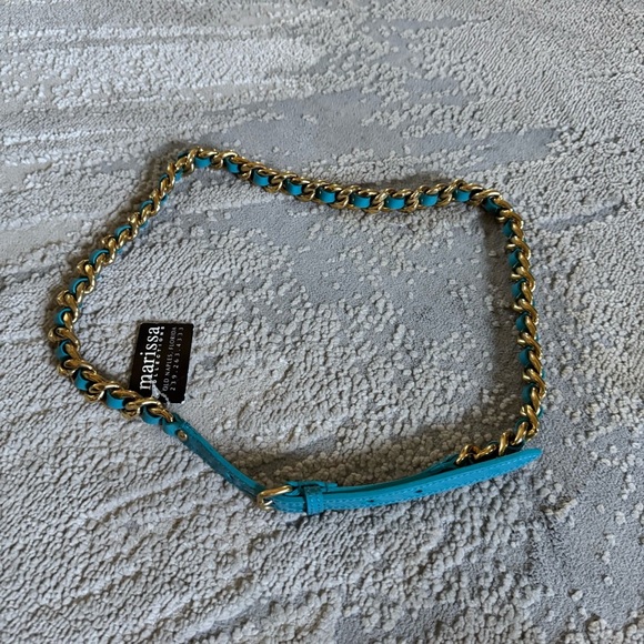 Miu Miu Accessories - Miu Miu Gold Chain Braided Belt in teal Patent leather
Small new